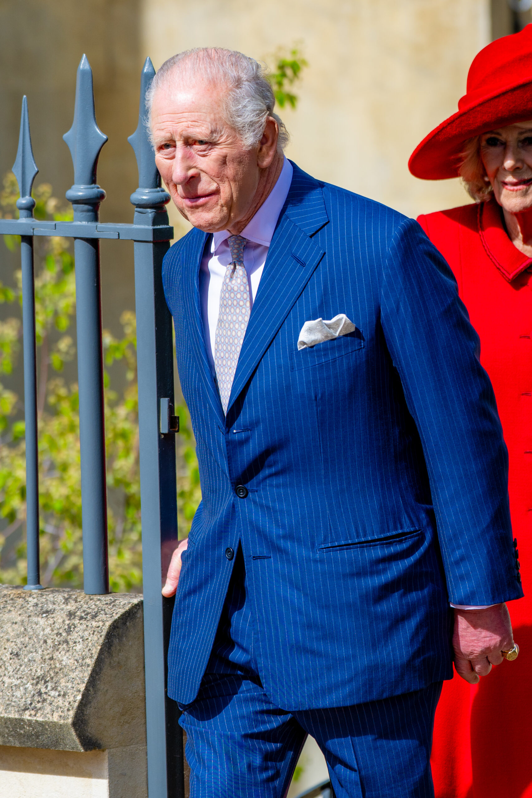 King Charles in blue suit at Easter service