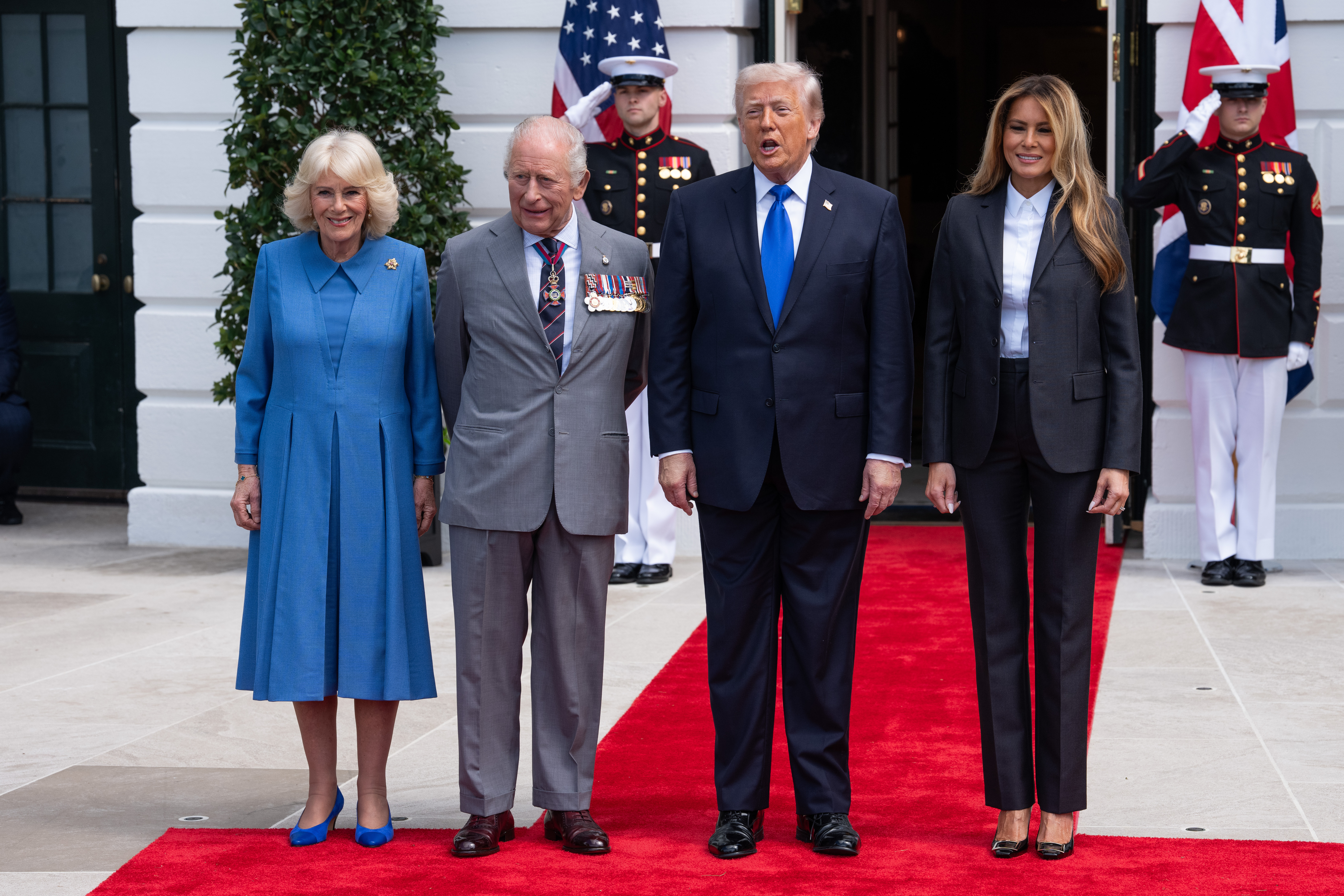 Queen Camilla, King Charles, President Trump and Melania Trump at the White House