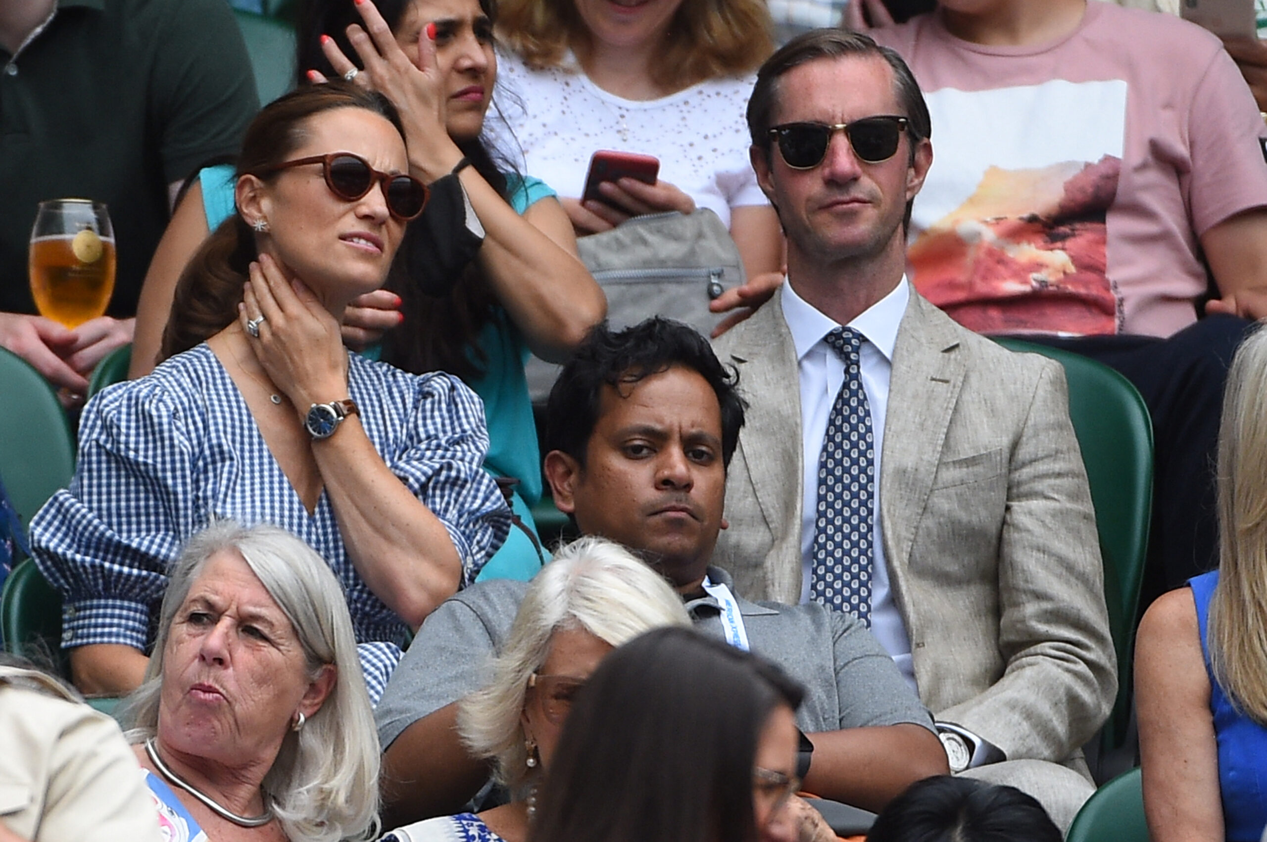 Pippa Middleton and James Matthews on day eleven of Wimbledon at The All England Lawn Tennis and Croquet Club in 2021