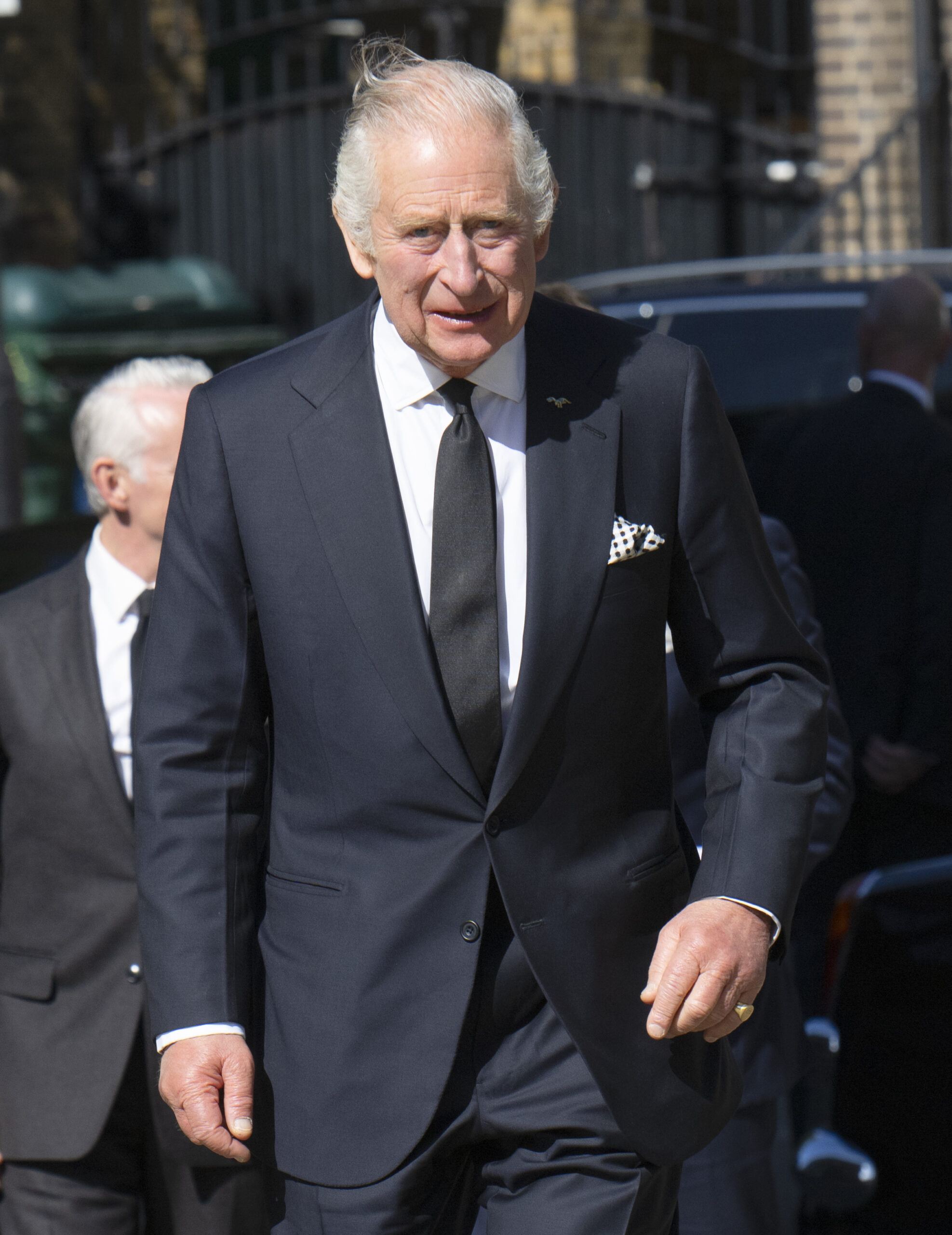 King Charles in a black suit