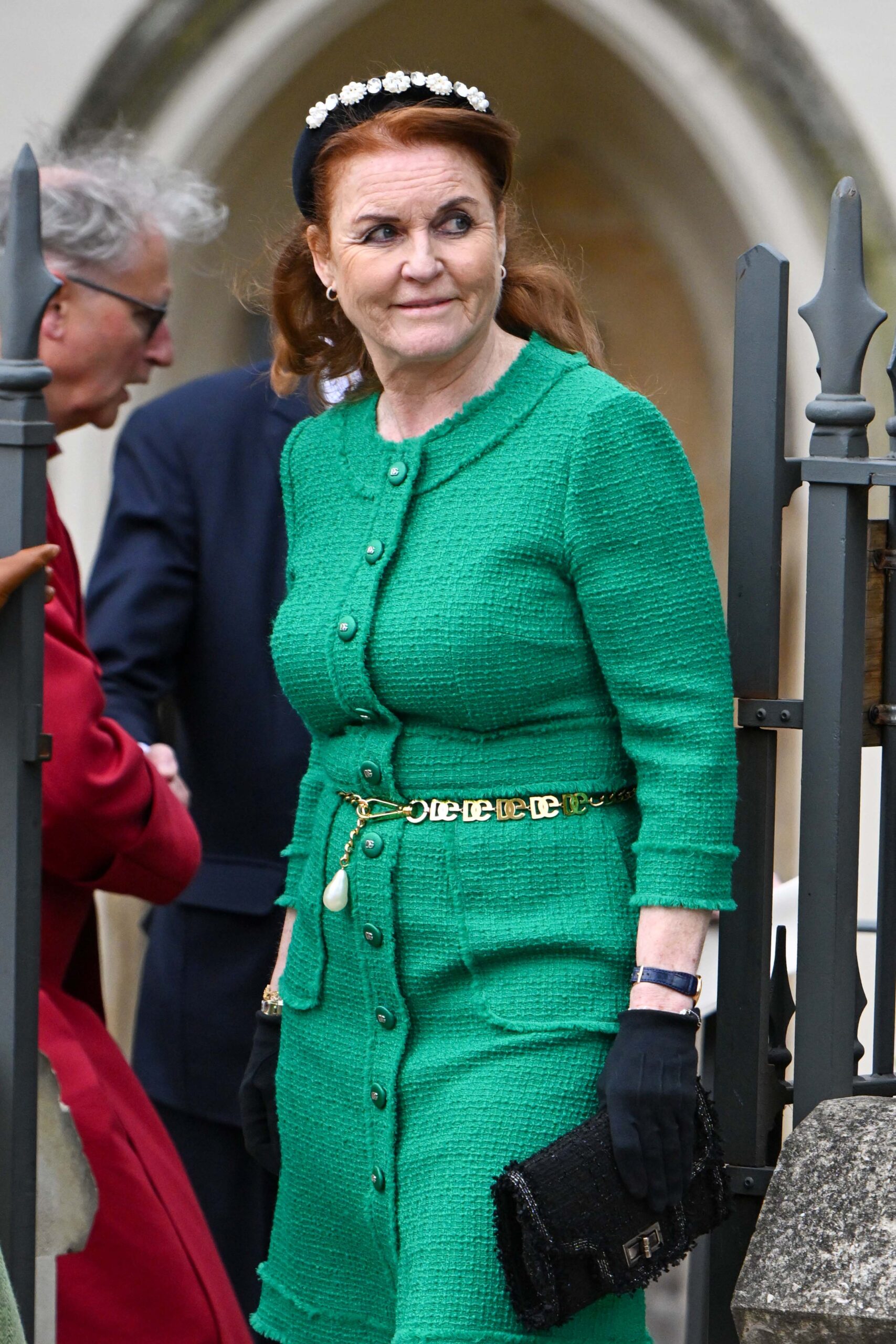 Sarah Ferguson in green outfit at Easter service