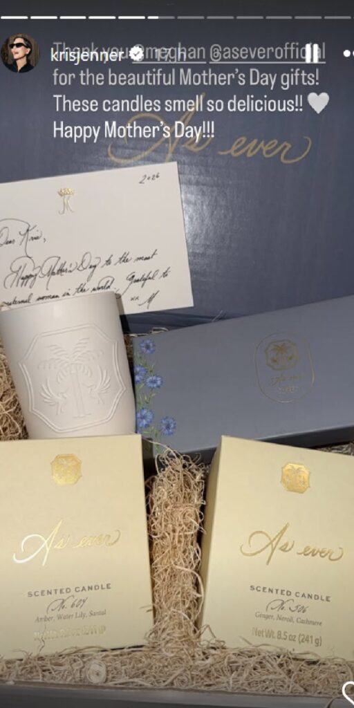 Kris Jenner thanks Meghan Markel for As Ever gift
