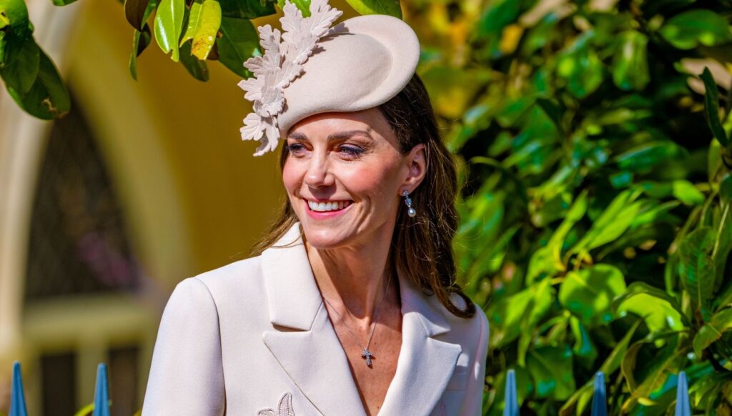 Kate Middleton smiling during Easter service