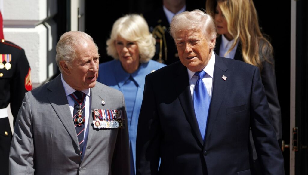 King Charles and Donald Trump speaking during US state visit
