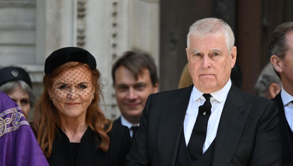 Sarah Ferguson and Andrew Mountbatten-Windsor at Duchess of Kent's funeral