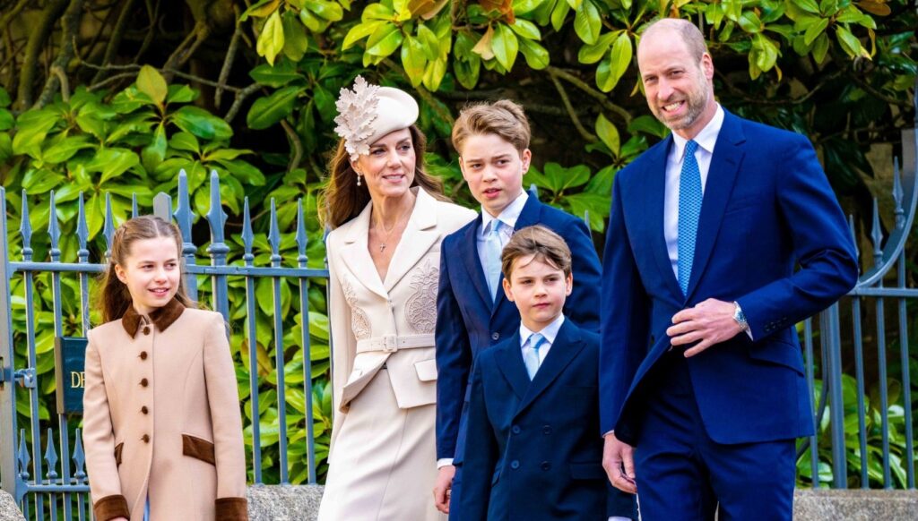 The Wales family at Easter service