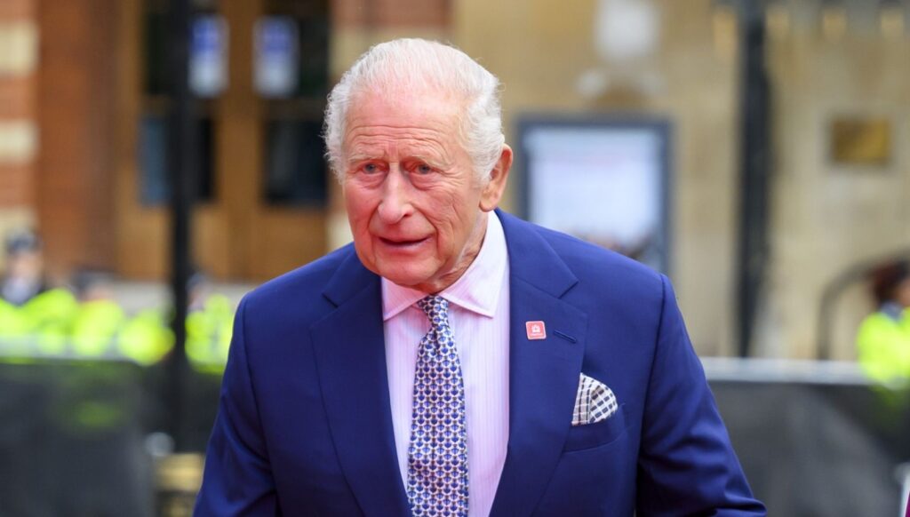 King Charles in navy suit