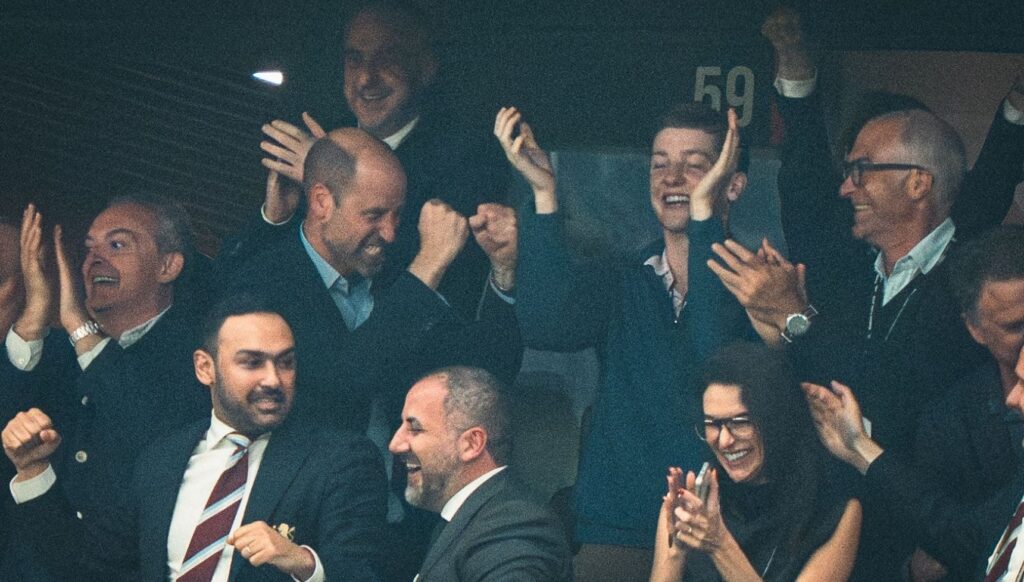 Prince William cheering at football game