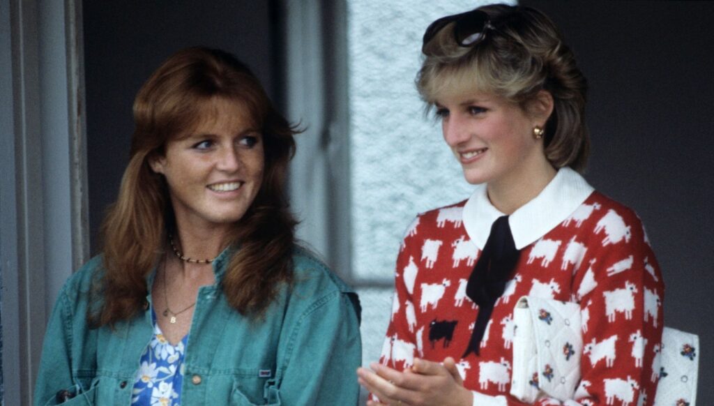 Sarah Ferguson smiling at Princess Diana