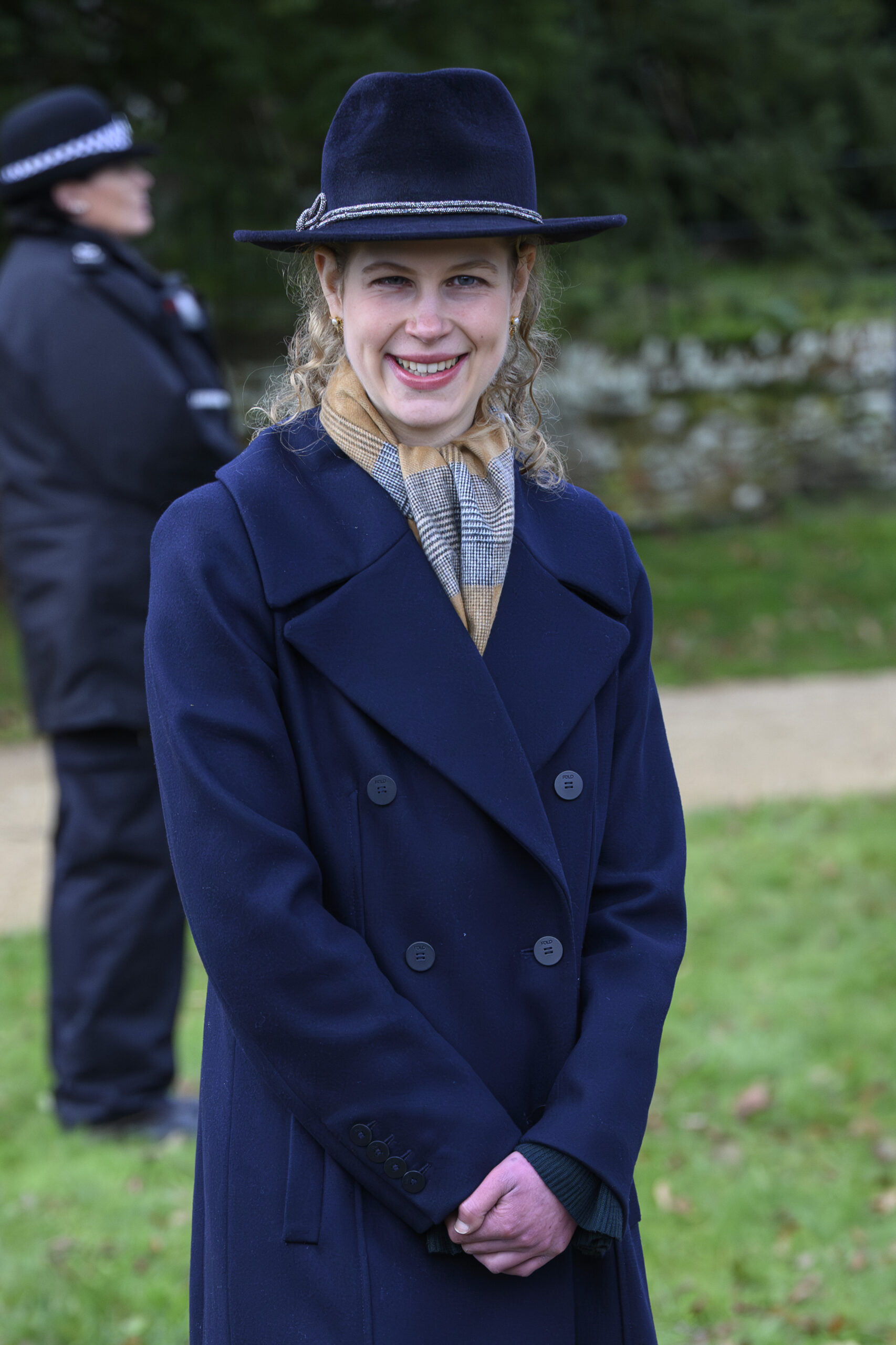 Lady Louise Windsor smiling during Christmas walkabout