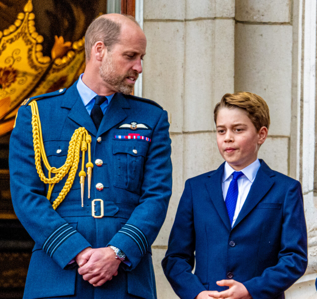 Prince William and son George on palace balcony