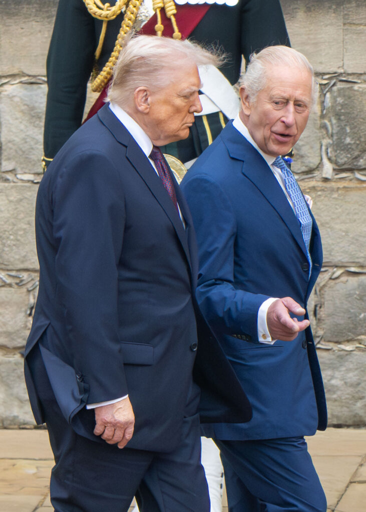 King Charles speaking to Donald Trump during UK state visit