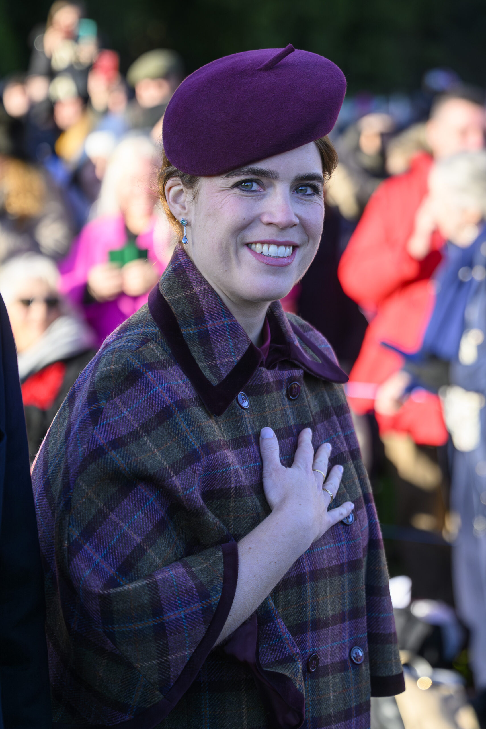Princess Eugenie smiling during Christmas walkabout