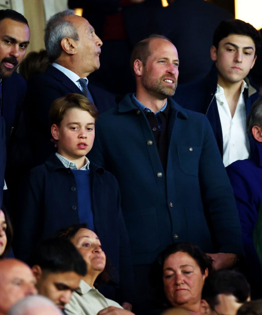 Prince William and George at football game
