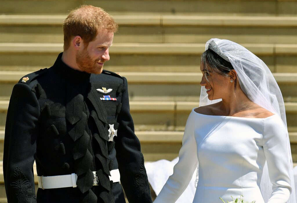Prince Harry and Meghan Markle on their wedding day