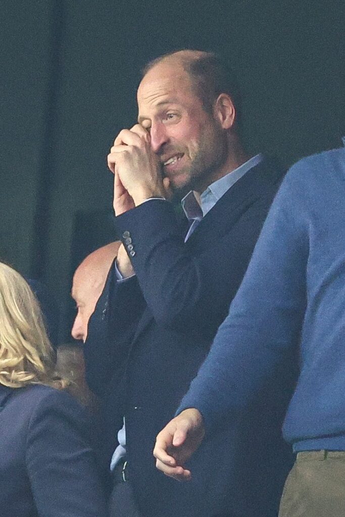 Prince William looking tearful at football game